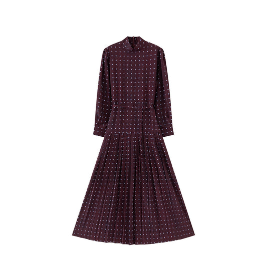 Windowpane Shirt Dress IN:Burgundy Light Blue