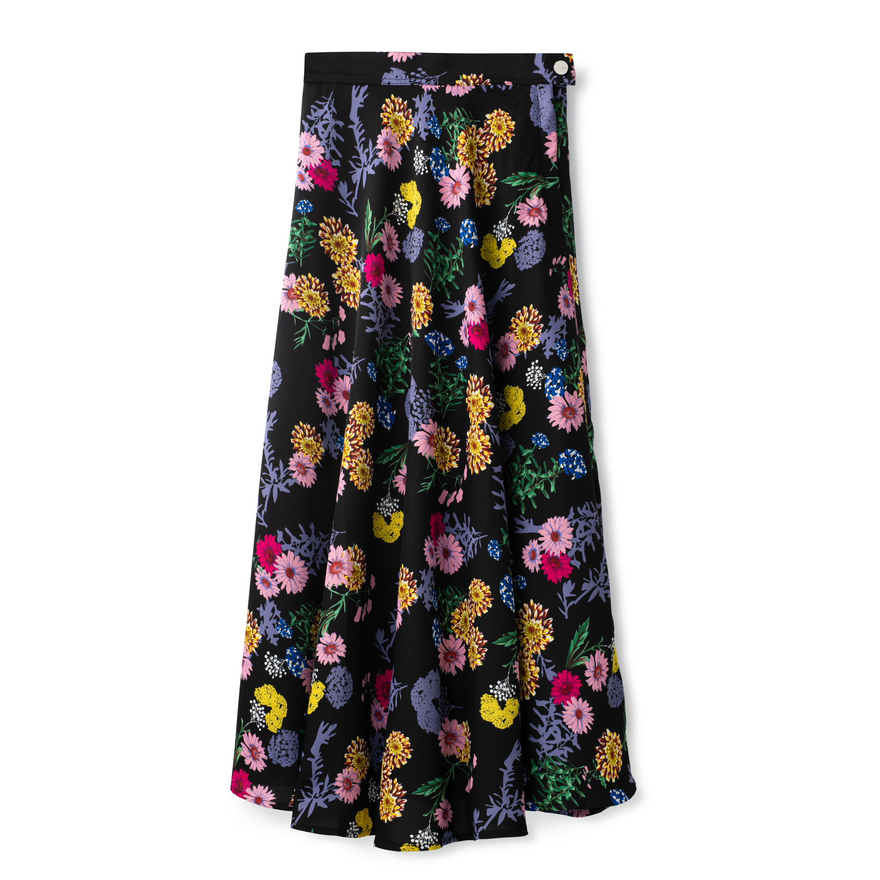 Signature Summer Circle Midi Skirt IN: Black Floral Print