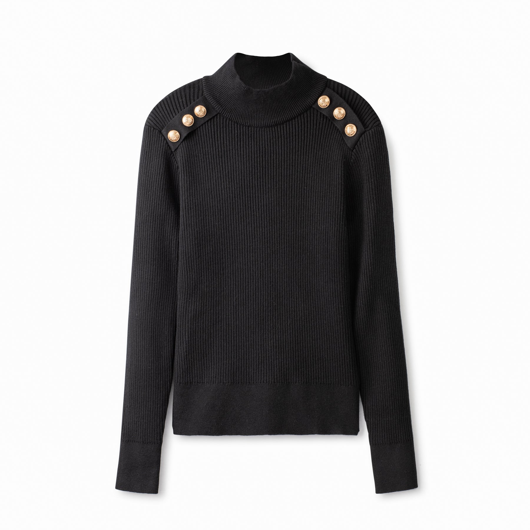 Gold Button Sweater IN Black