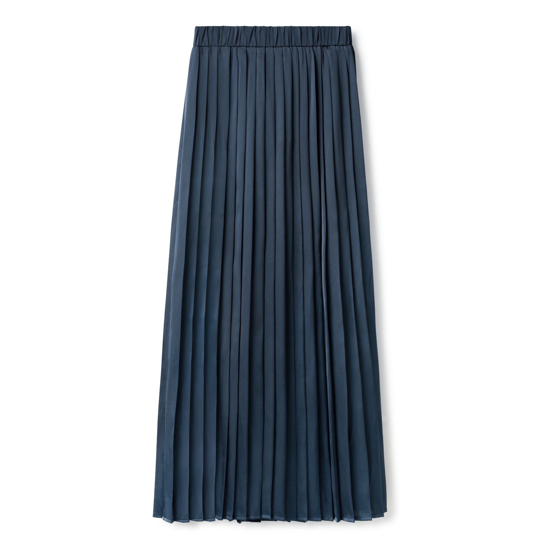 Silk Pleated Skirt IN Navy