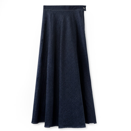 Signature Summer Circle Midi Skirt IN: Blue Denim