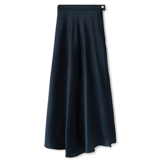 Signature Summer Silk Circle Midi Skirt IN: Navy