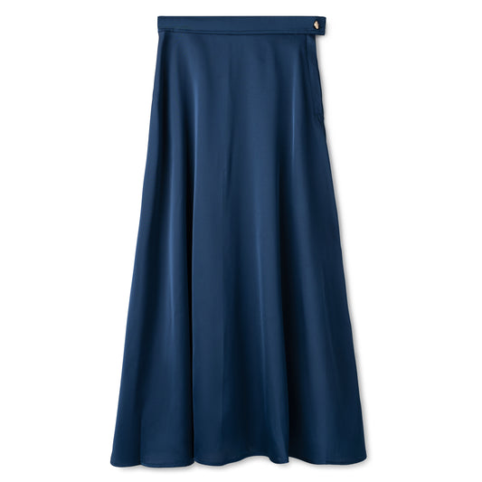 Basic Silk Circle Skirt In: Medium Blue