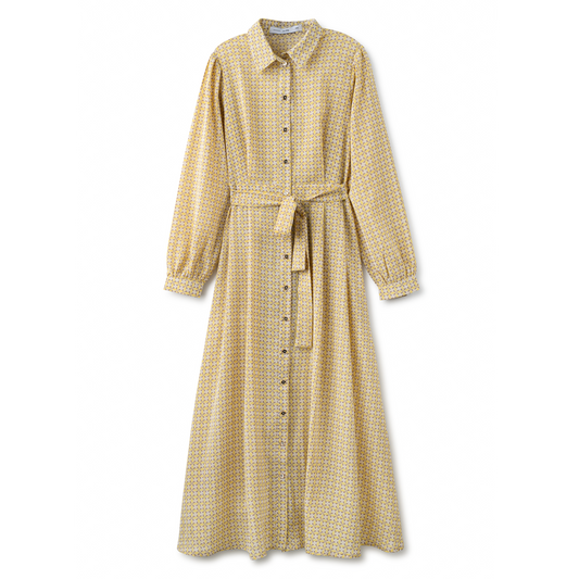 Inspired Shirt Dress IN: Beige Yellow