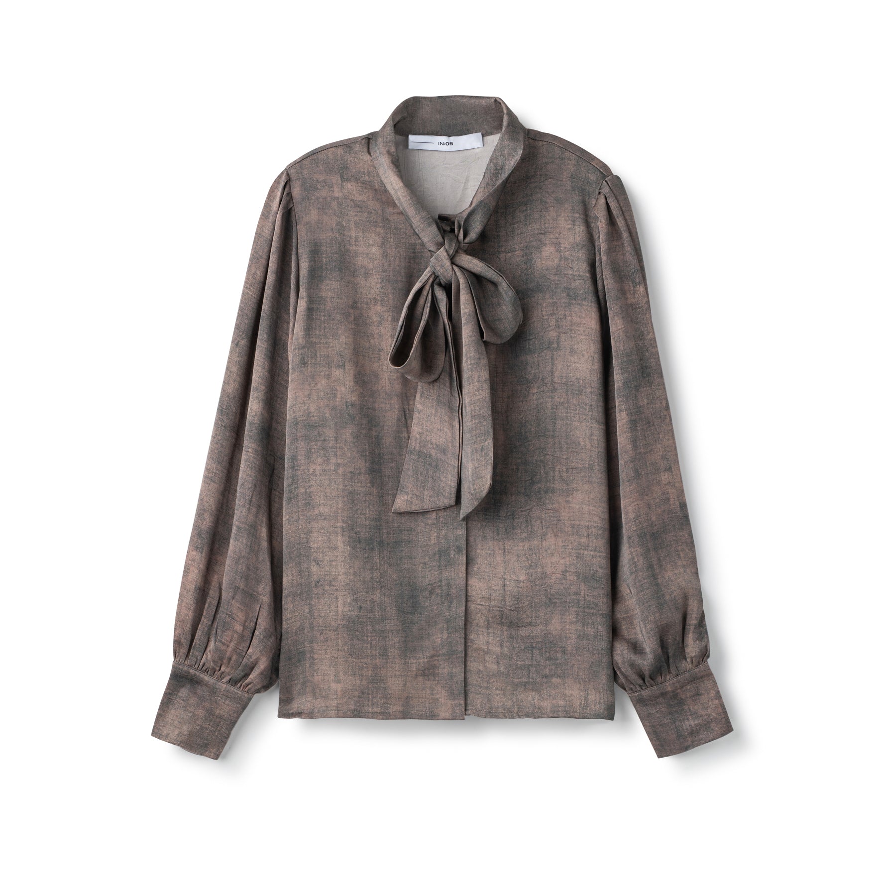 Silk Tie Blouse In: Brown/Black