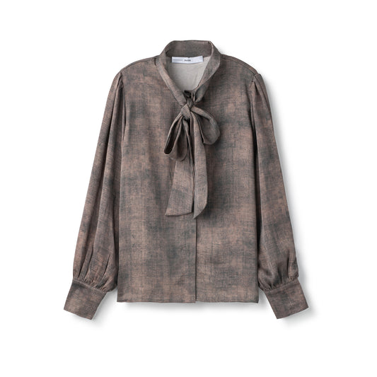 Tie Silk Blouse In: Brown/Black