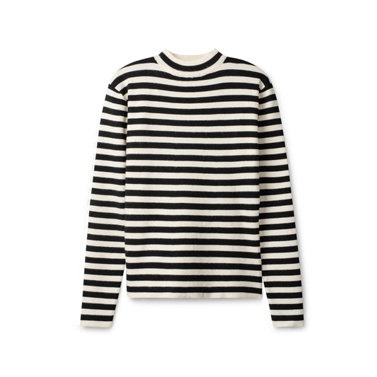 Striped Knit Turtleneck IN: Ivory/Black