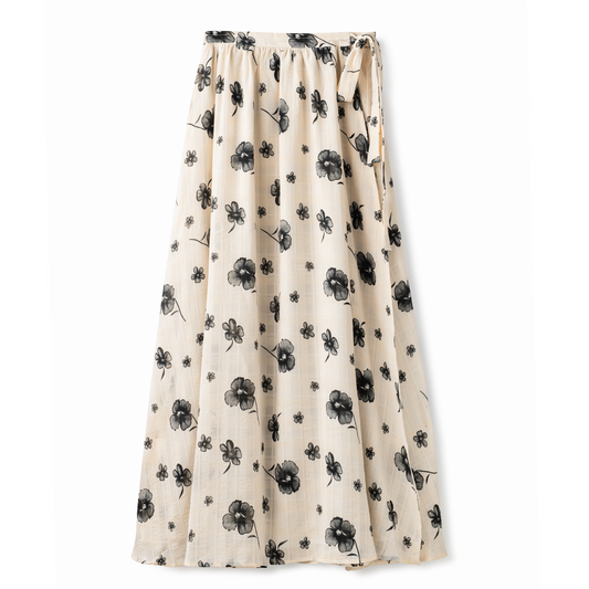 Wrap Print Skirt IN: Ivory Floral