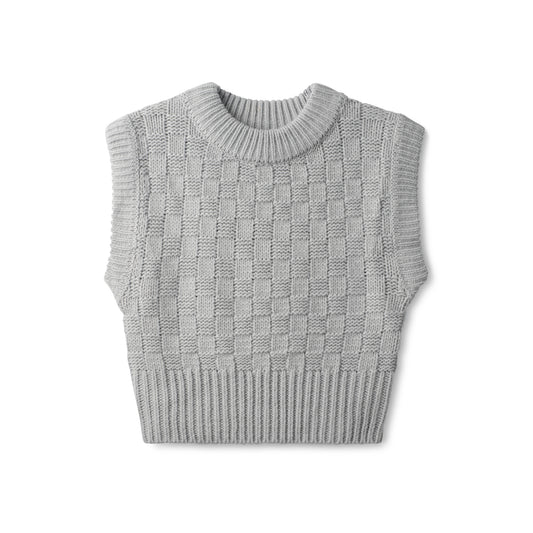 Vest Checkered Knit In: Light Grey