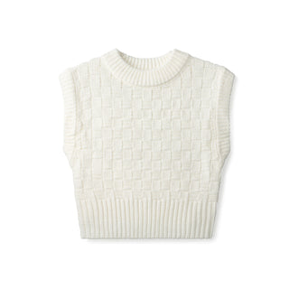 Vest Checkered Knit In: Ivory