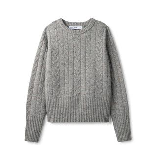 Cable Knit Sweater In: Marled Grey