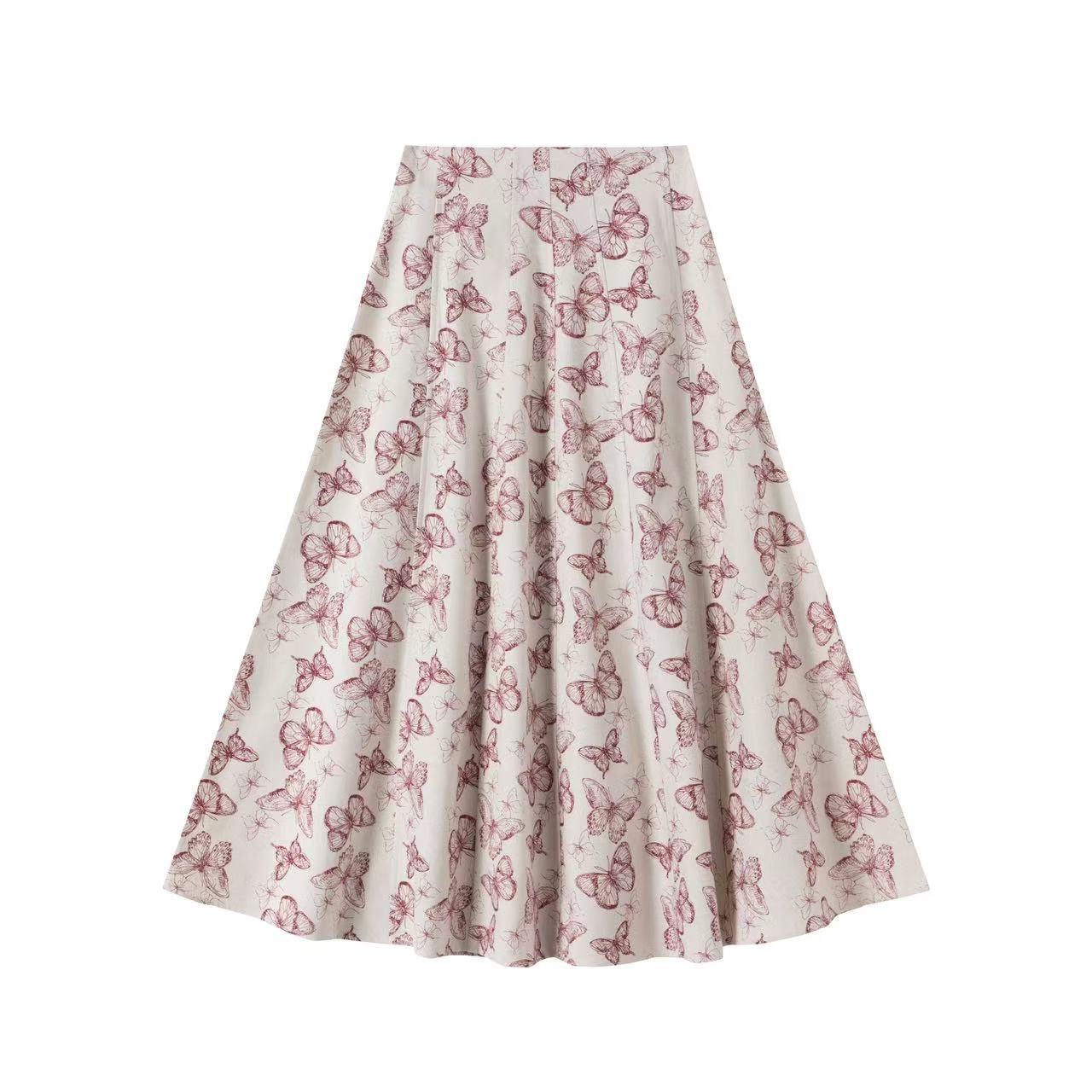 Seamed Skirt IN:Burgundy Butterfly