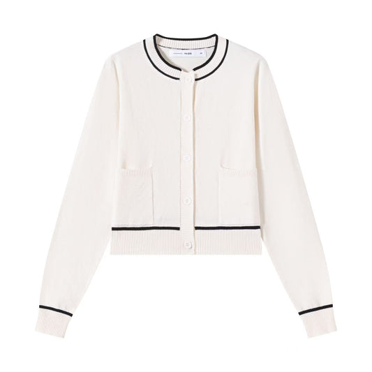 Black Trim Cardigan IN:Sand