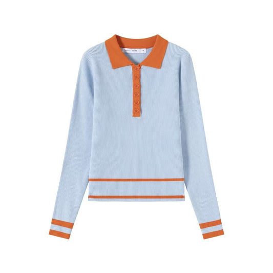 Knit Polo IN:Light Blue Orange