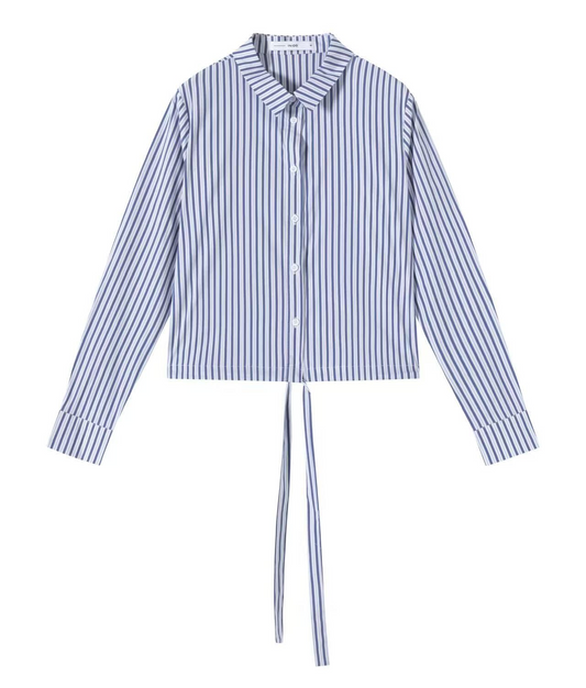Signature Drawstring Shirt IN:Stripe Blue