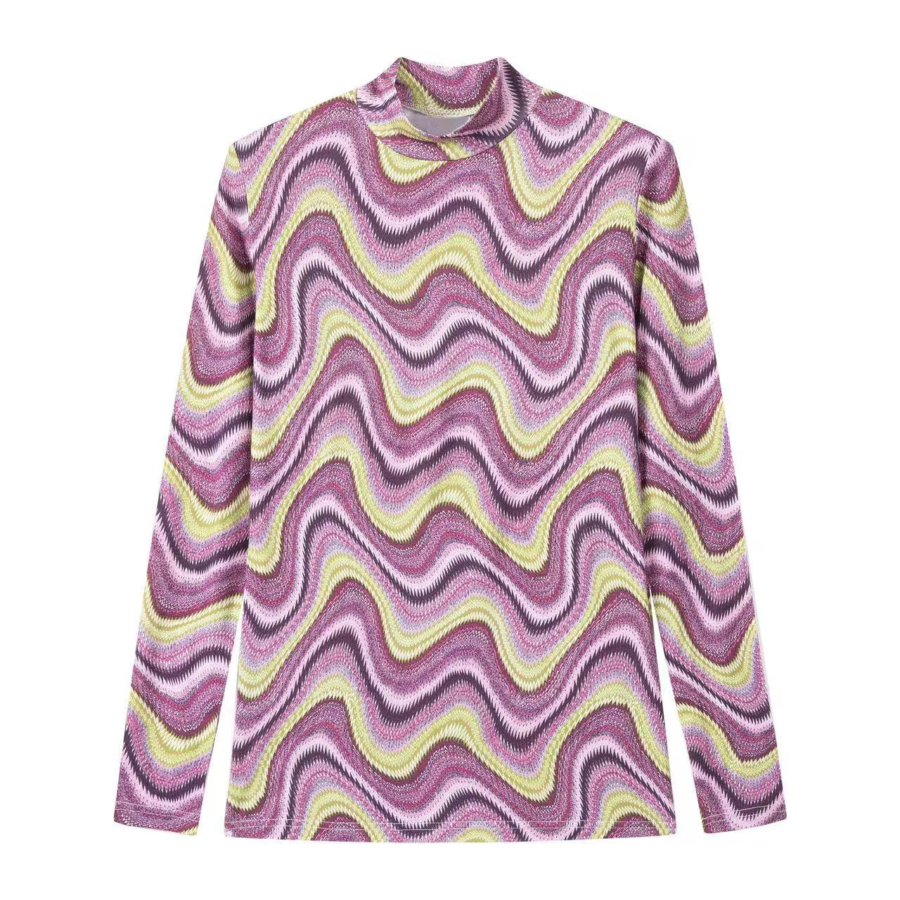 Print Mockneck IN: Pink Wave