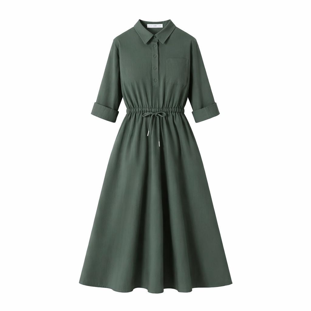 Lifestyle Shirt Dress In:Military Green