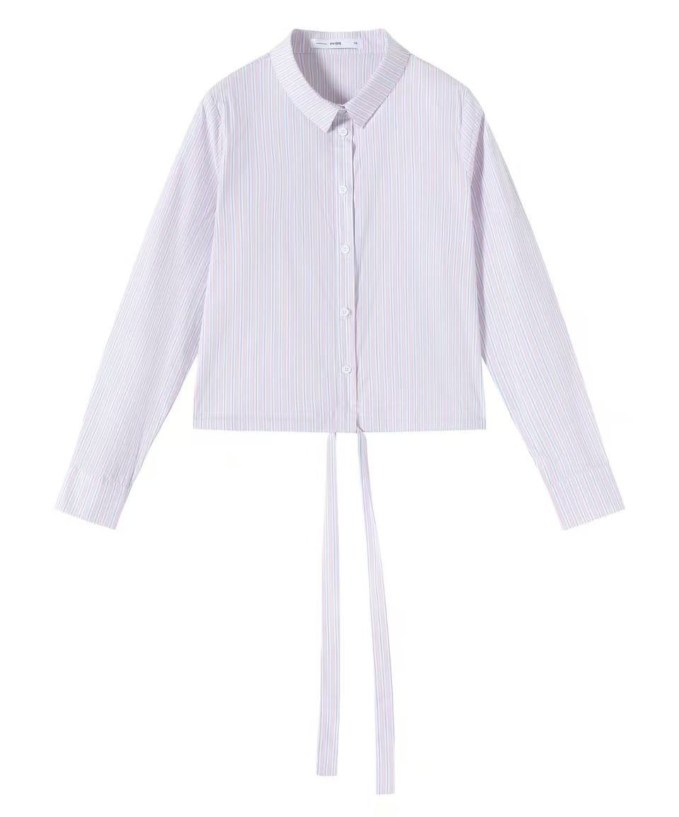 Signature Drawstring Shirt IN:Stripe Pale Pink