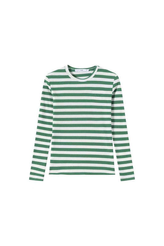 Signature Ribbed Tee IN:Green Stripe