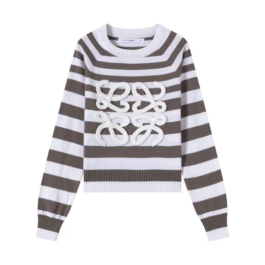 Designer Inspired Sweater IN:Brown Stripe