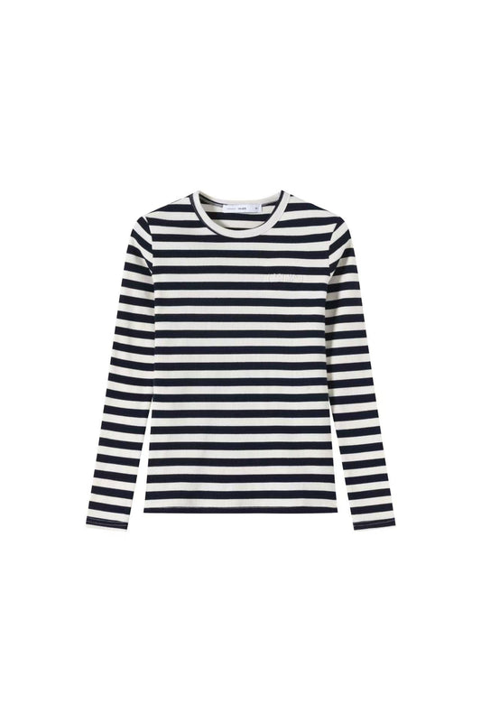 Signature Ribbed Tee IN:Navy Wide Stripe