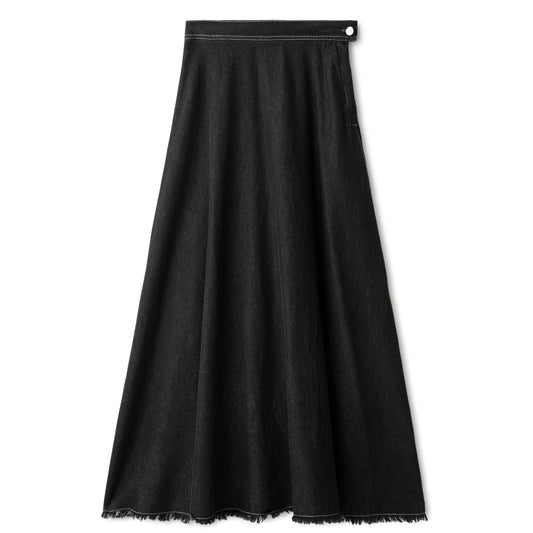 Refined Fringe Skirt IN: Black Denim