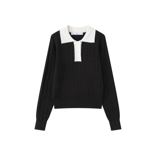 Contrast Collar Polo IN:Black Ivory