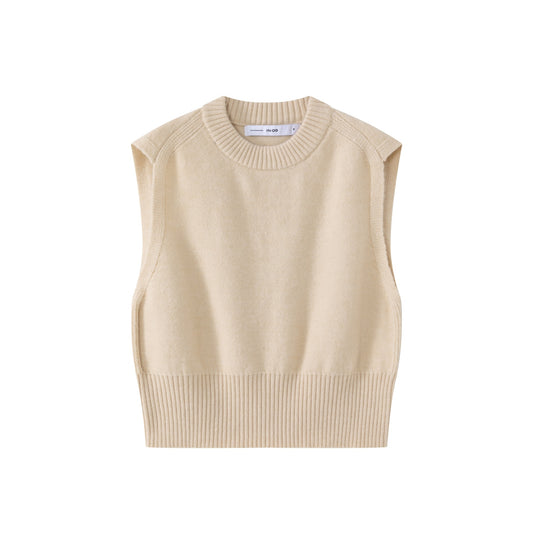 Basic Knit Vest IN:Cream