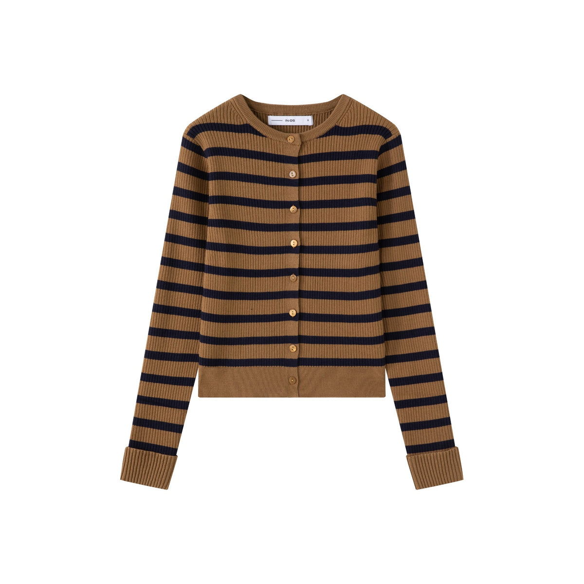 Stripe Cardigan IN:Caramel Navy