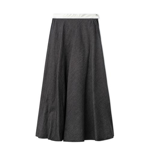Signature Summer Circle Midi Skirt - Black Denim Leather Edition