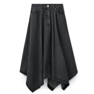 Kerchief Skirt- Washed Black Denim