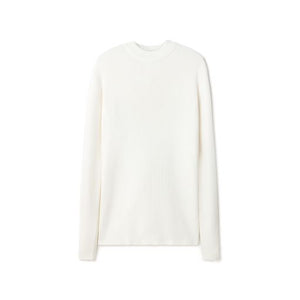 Basic Mock Neck Ribbed Knit - Ivory