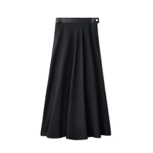 Signature Circle Skirt with Leather Waist Band IN: Charcoal