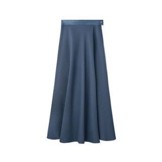 Signature Circle Skirt with Leather Waist Band-Slate Blue