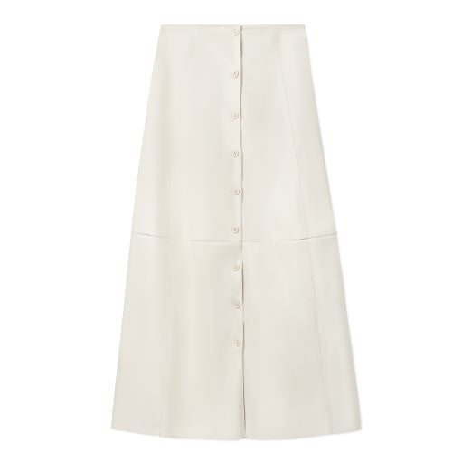 Leather Maxi Skirt - Ivory