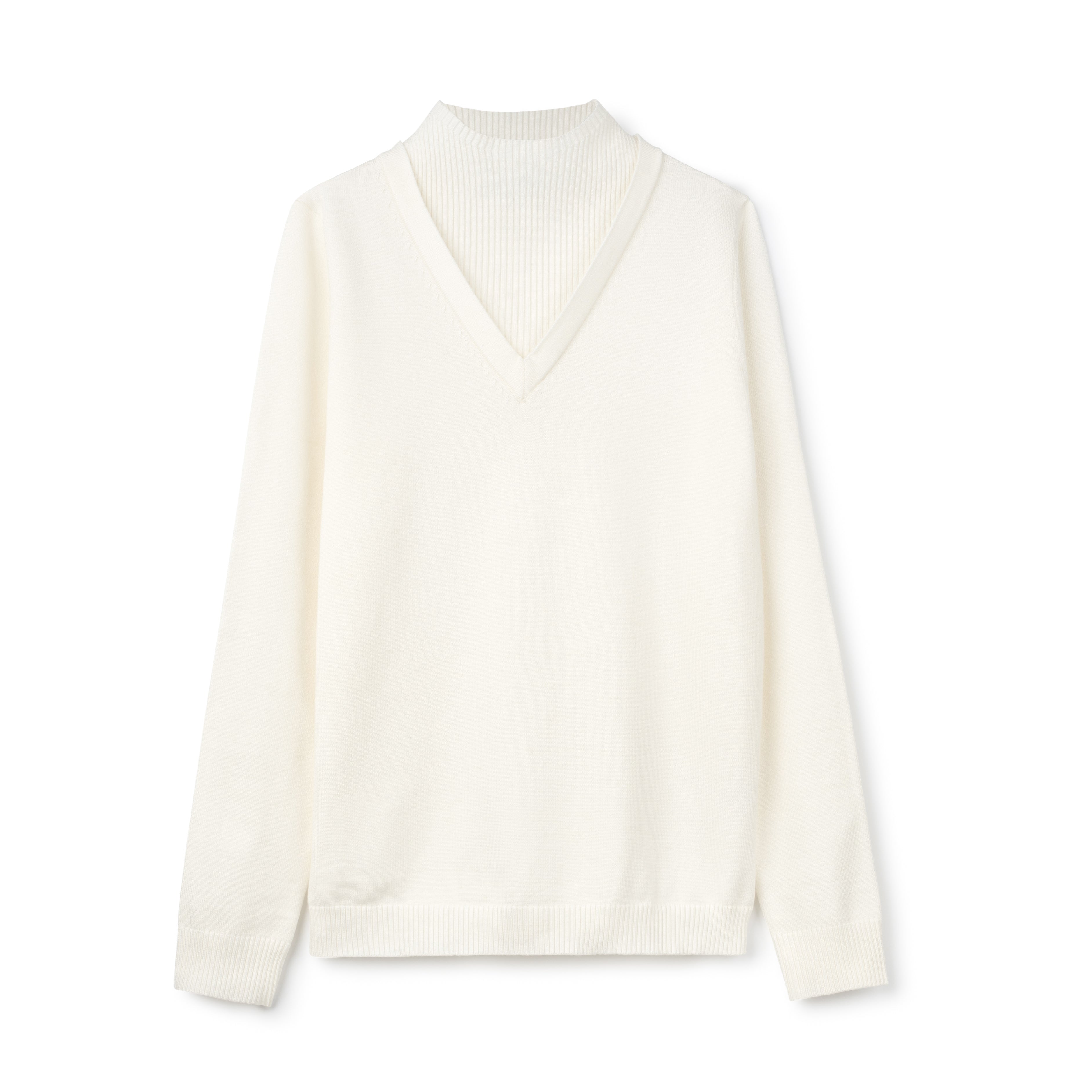 Mock V-Neck Sweater - Ivory