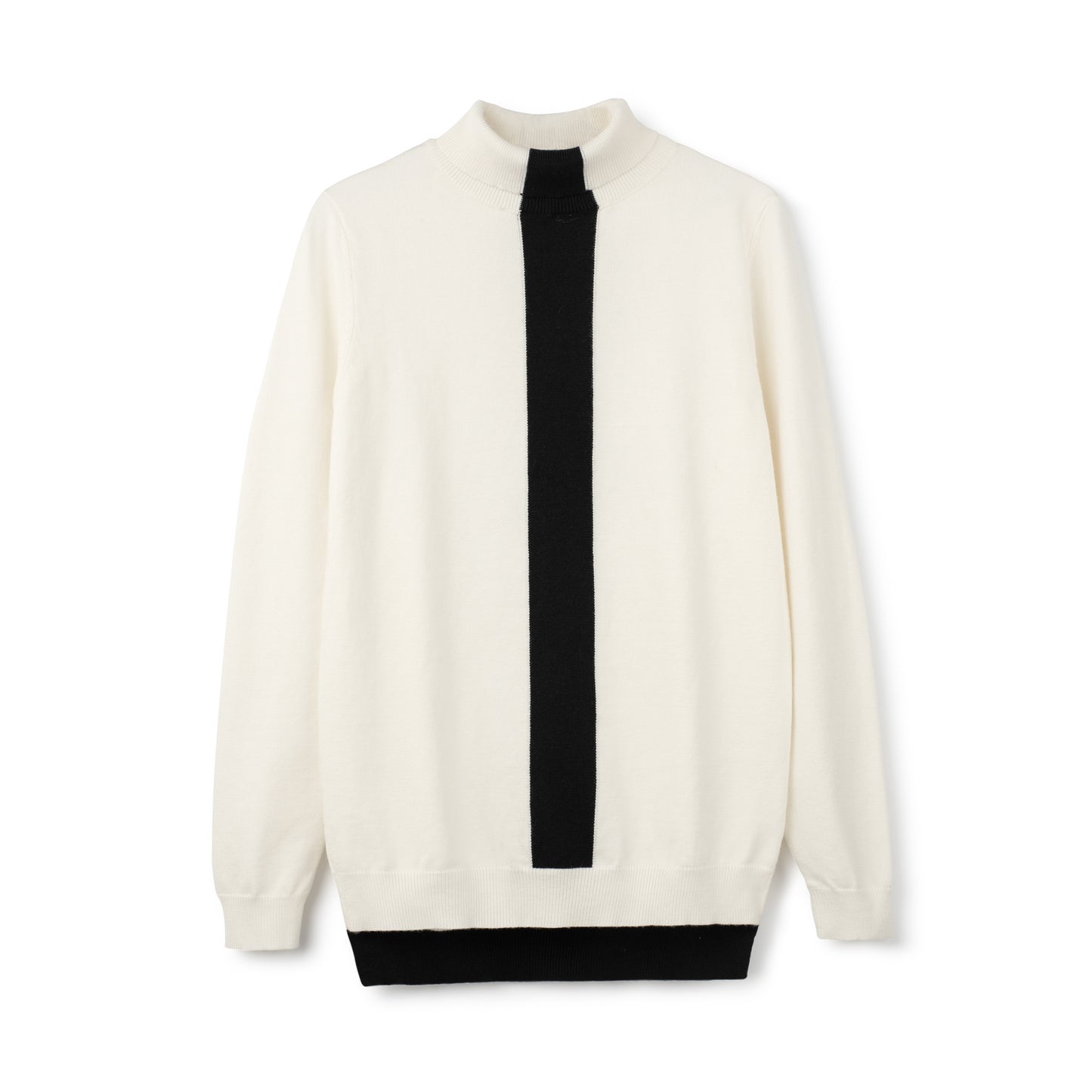 Knit Vertical Stripe Mockneck - Ivory/Black