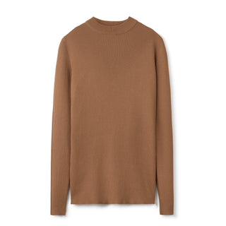 Basic Mock Neck Ribbed Knit - Mocha