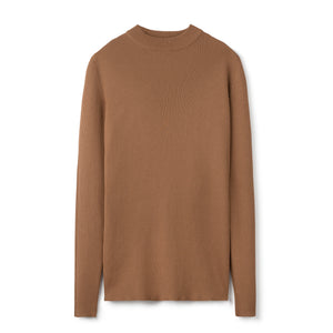 Basic Mock Neck Ribbed Knit - Mocha