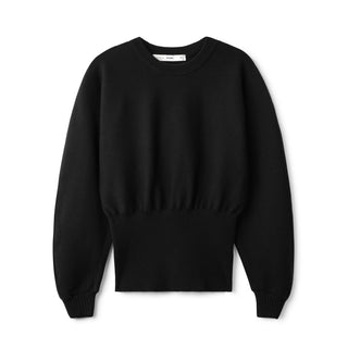 Balloon Sleeve Waisted Sweater - Black