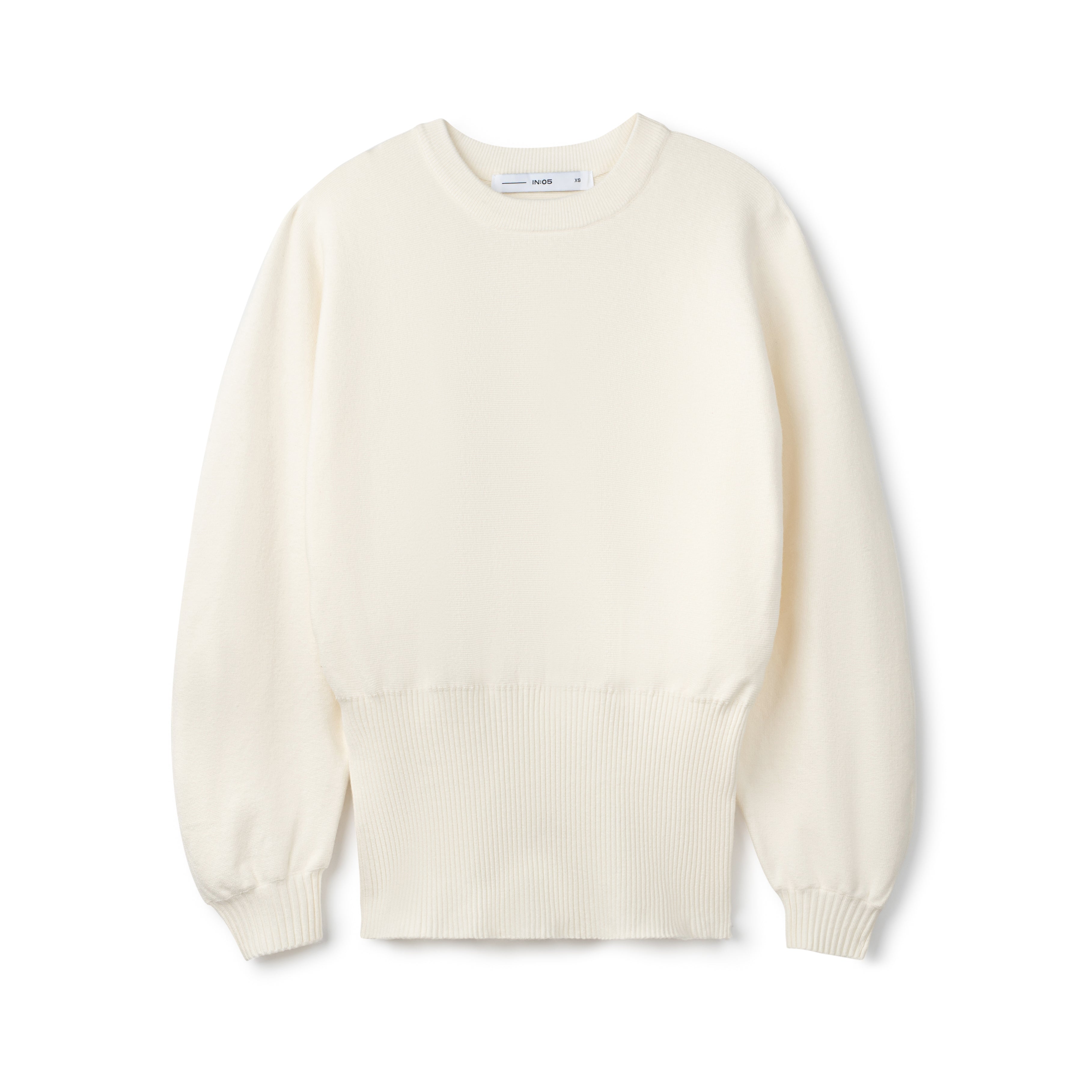 Balloon Sleeve Waisted Sweater - Ivory