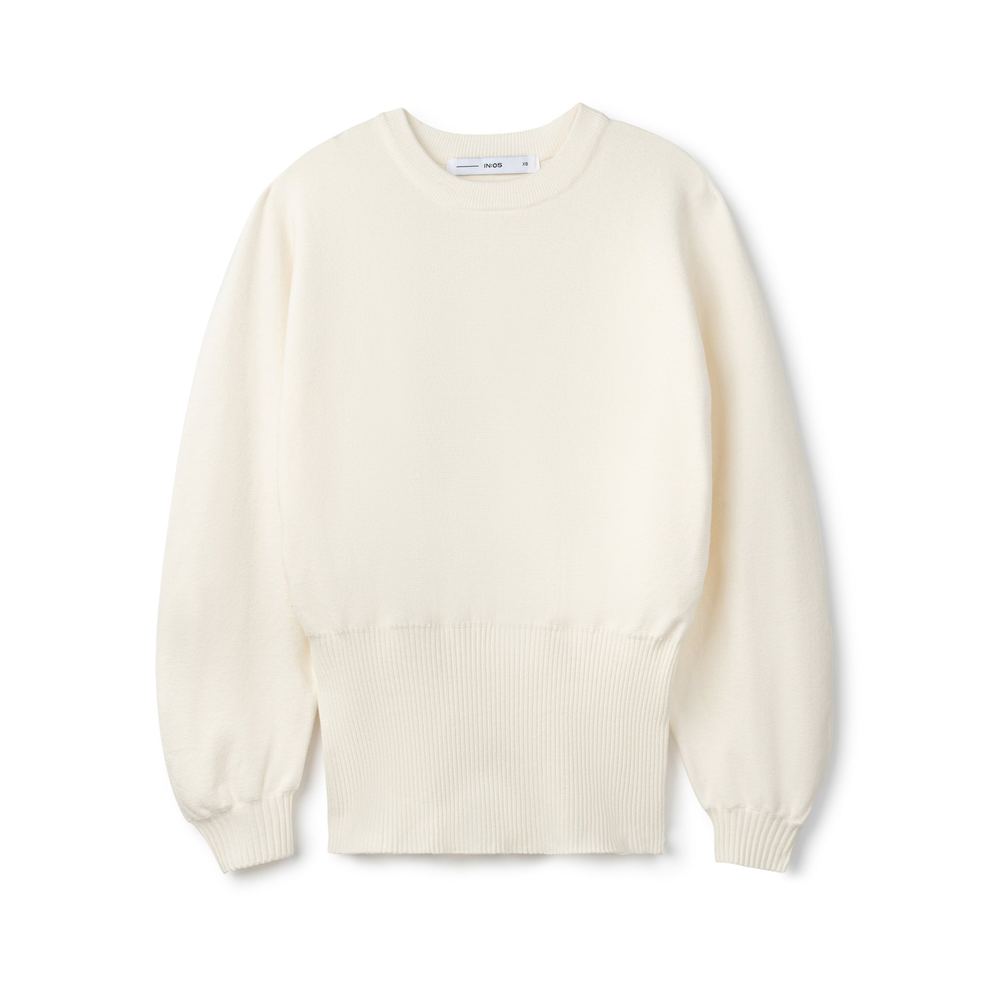 Balloon Sleeve Waisted Sweater - Ivory
