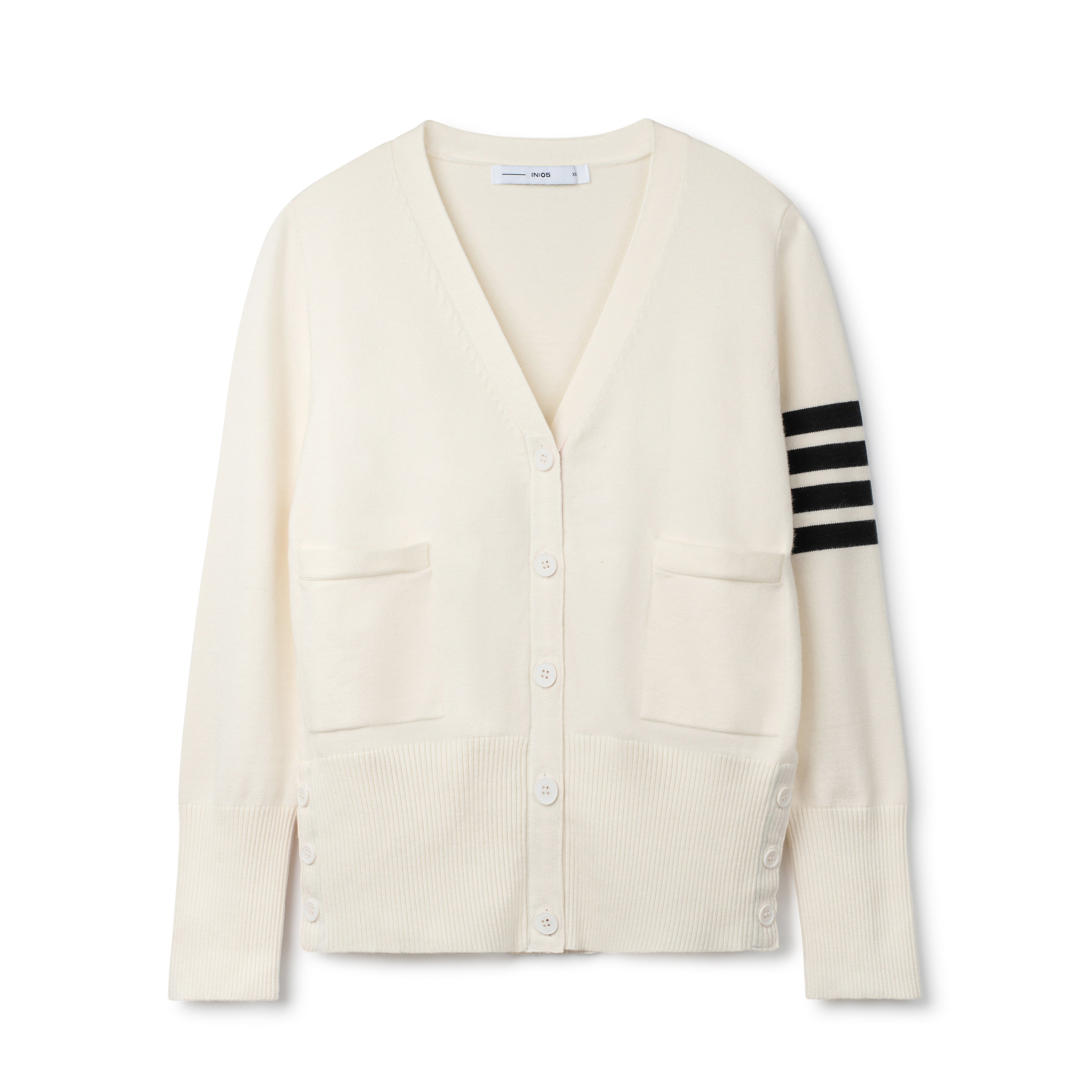 Varsity Striped Cardigan - Ivory/Black