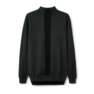 Knit Vertical Stripe Mockneck - Green/Black