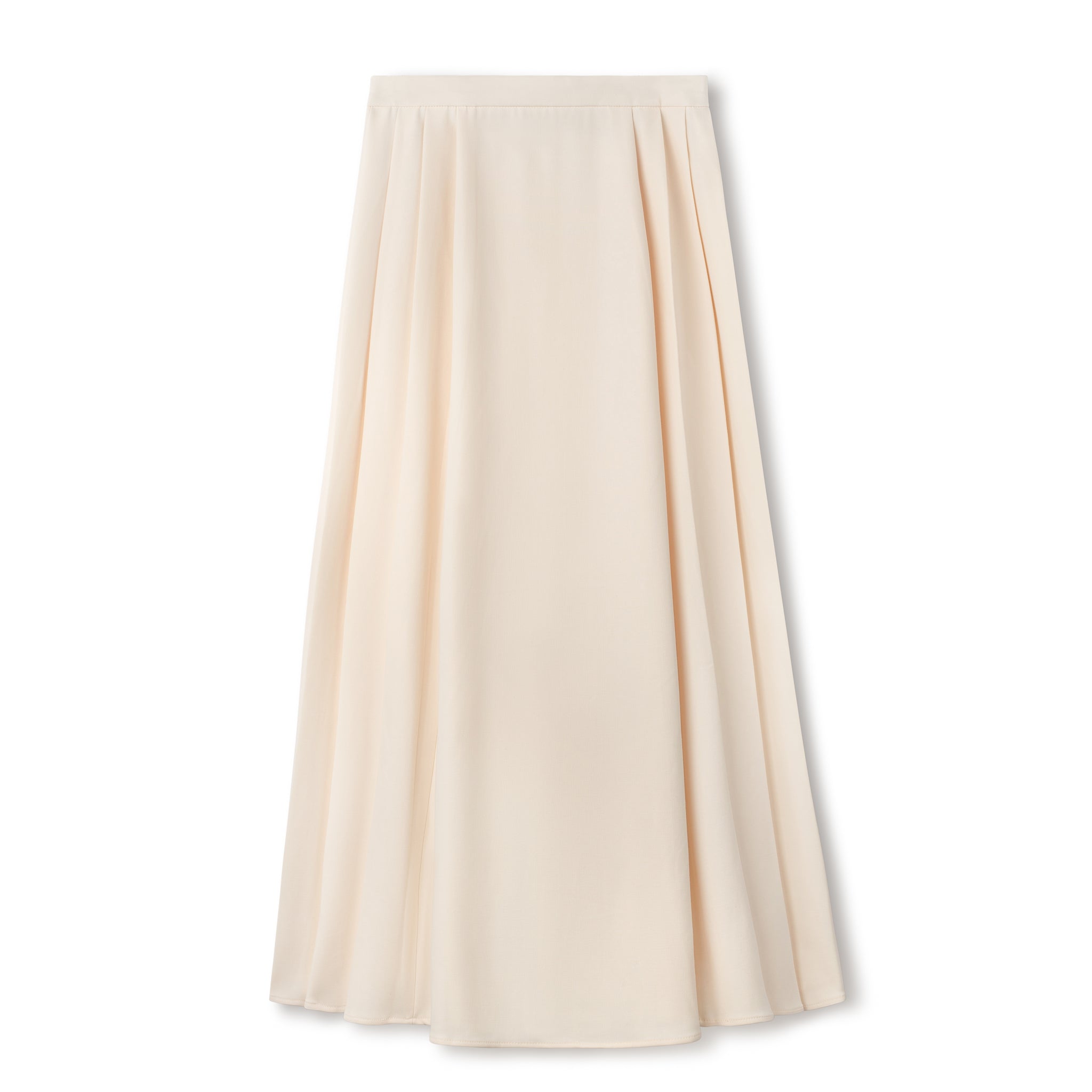 Long Side Pleated Skirt - Ivory