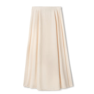 Long Side Pleated Skirt - Ivory