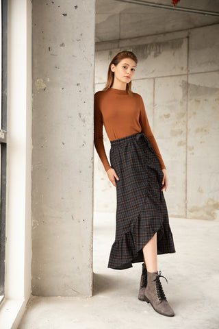 Ponte Wrap Skirt Plaid