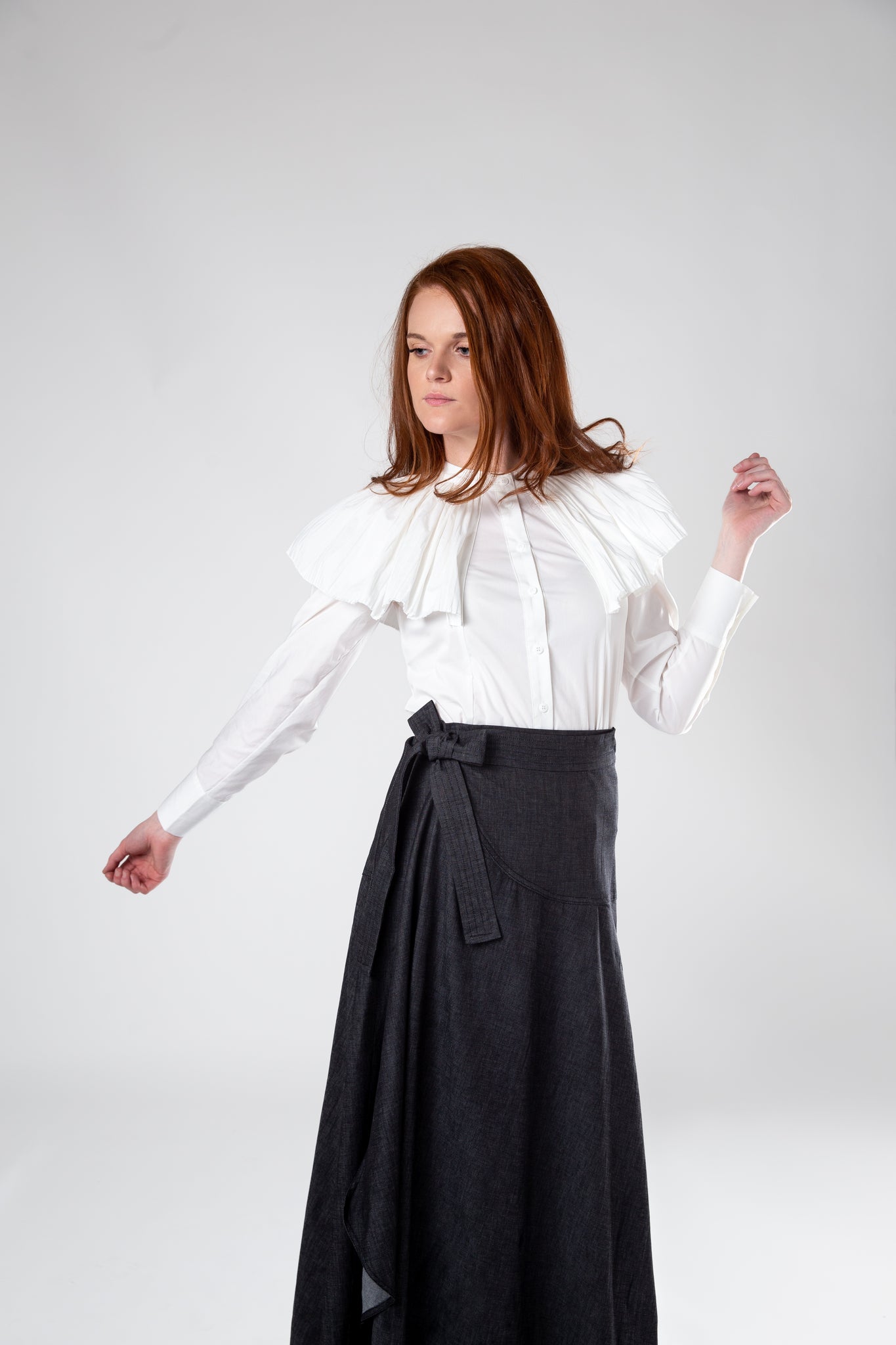 Pleated Collar Shirt - White