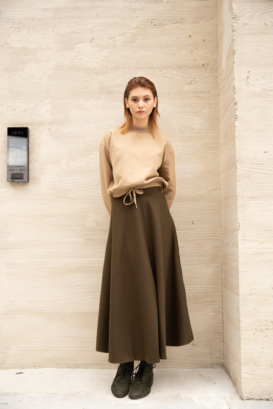 Dolman Winter Crop Top IN: Tan