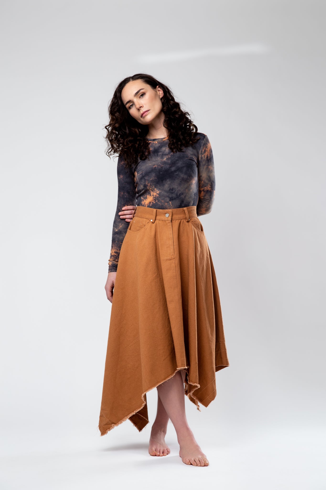 Kerchief Denim Skirt - Cinnamon